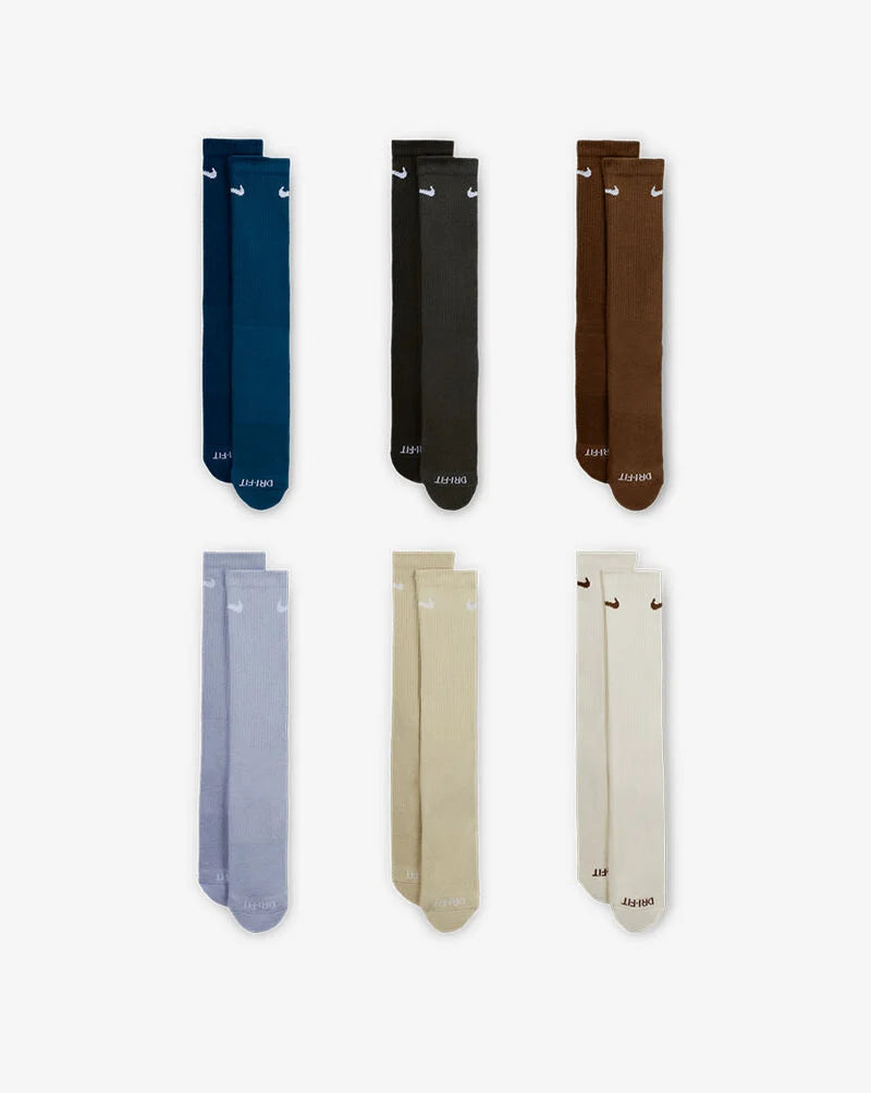 Nike Everyday Plus Cushioned Crew Sock 6 Pack (Muti light color pack)