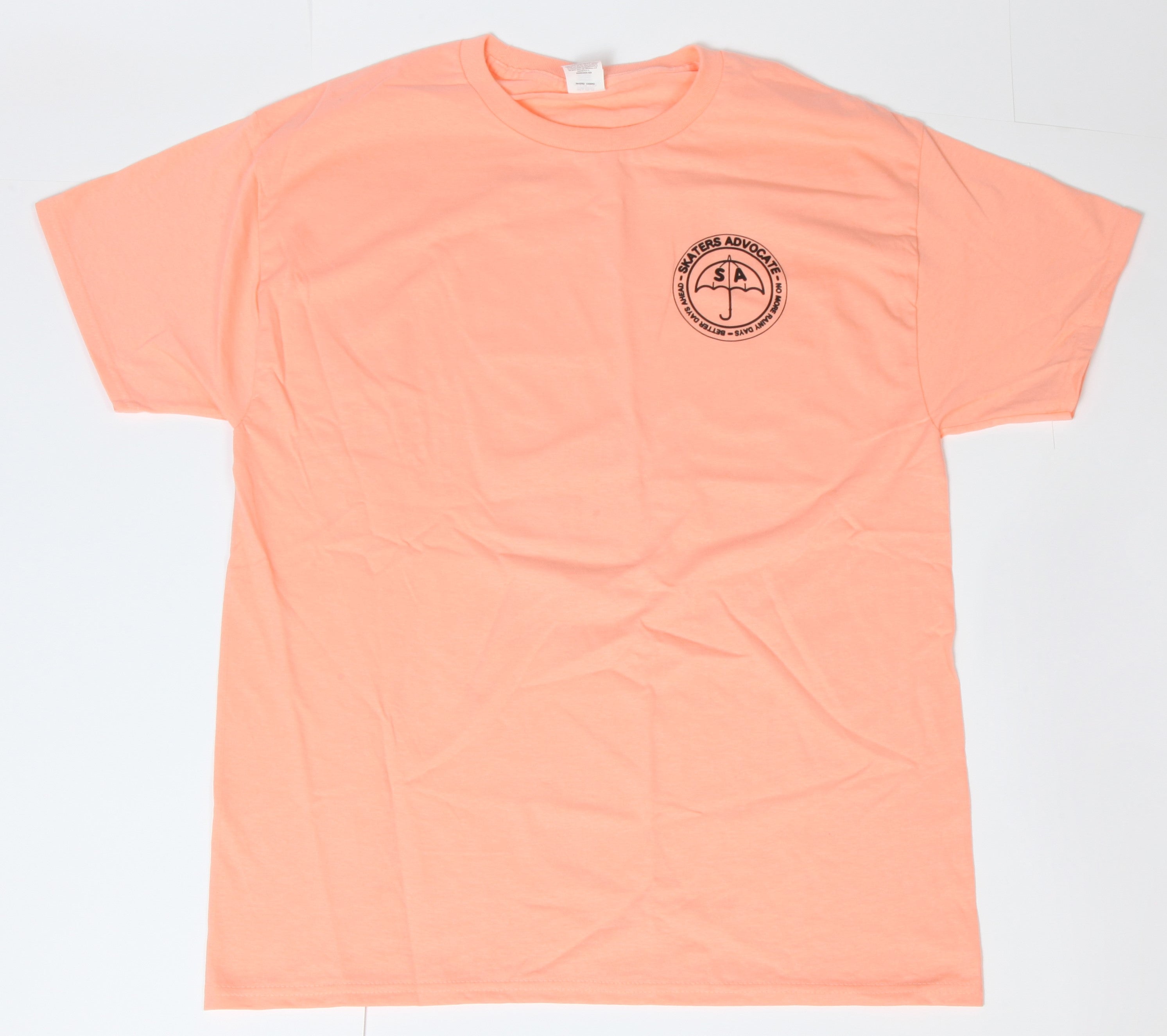 Skaters Advocate No More Rainy Days Tee Shirt Color -Peach